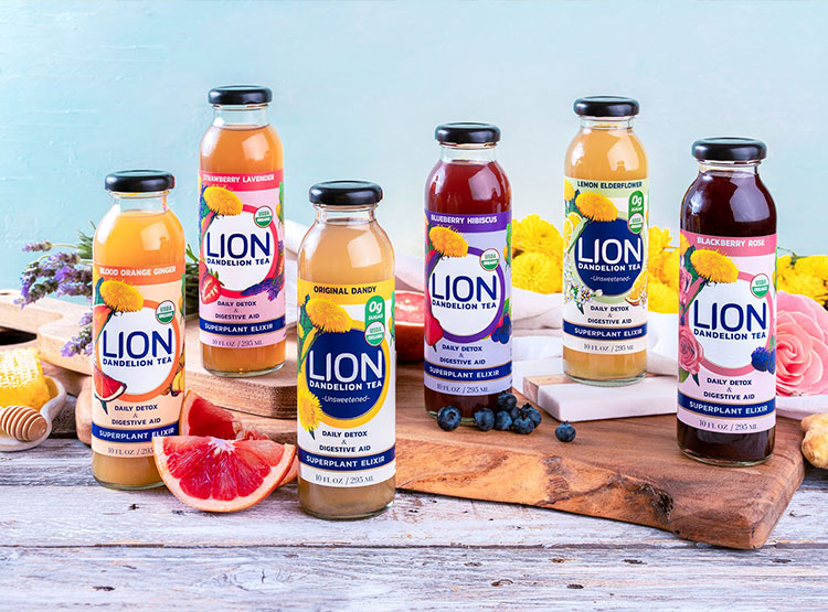 鮮艷的本色和植物插畫！Lion tea蒲公英茶包裝設計